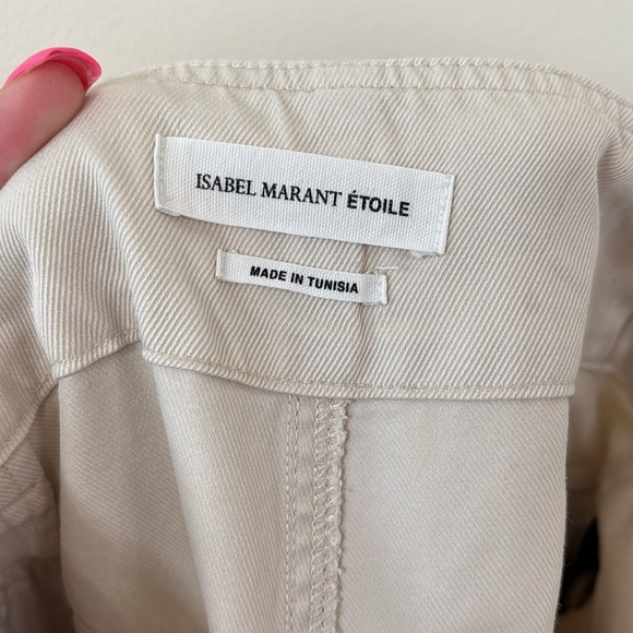 Isabel Marant Étoile Odea Cropped Wide Leg Pants Beige Size 36 - Picture 10 of 12